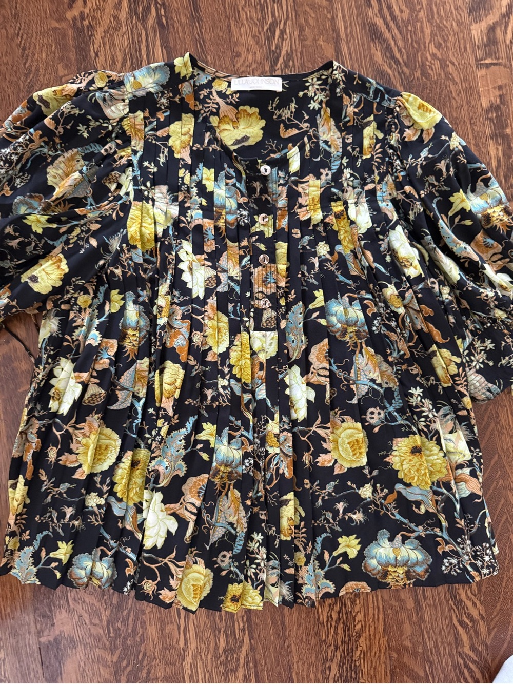 Ulla Johnson Black Floral Silk Dress - Black with yellow & Cream Floral Print - - Picture 3 of 4